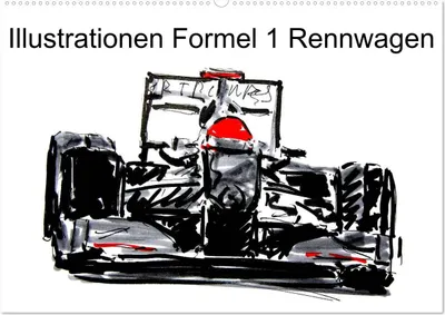 Produktbild von Illustrationen Formel 1 Rennwagen (Wandkalender 2025 DIN A2 quer), CALVENDO Monatskalender