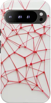 Produktbild von Abstraktes rotes Fadennetz – Hülle Kompatibel mit Pixel 9 Pro XL