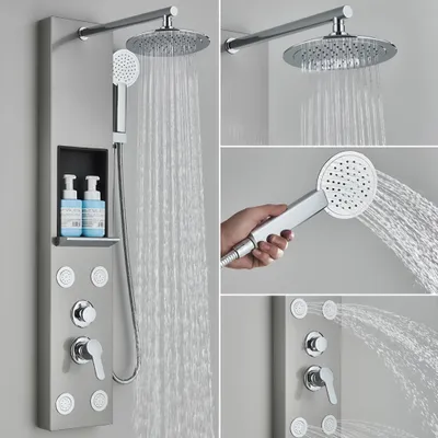 Produktbild von Duschsystem - Duschset - Regendusche - Duschpaneel - Duschsäule - 20 cm Edelstahl-Regendusche