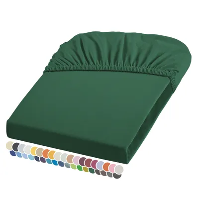Produktbild von liebling Elasthan Spannbetttuch 180x200 bis 190-220 cm, mit Rundumgummizug, faltenfrei & atmungsaktiv, Matratzen bis 26 cm Höhe, jagdgrün