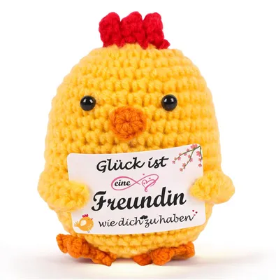Strick-Huhn als Geschenk für beste Freundin, 9,5 cm, Handarbeit