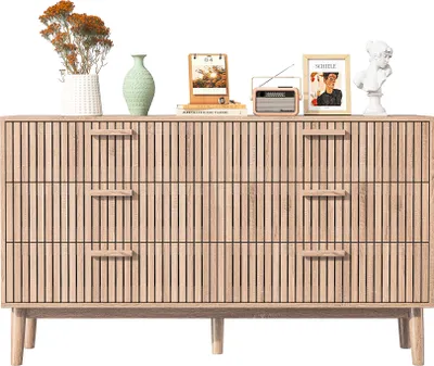 Immagine prodotto di Cassettiera con 6 cassetti, 115 cm, colore legno naturale, 100 x 34 x 73 cm