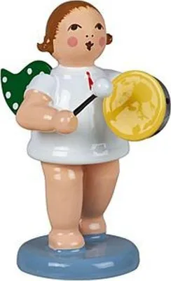 Produktbild von Holzfigur Engel mit Handtrommel ohne Krone Höhe 6cm NEU
