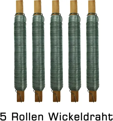 Produktbild von 5x Wickeldraht Bindedraht Draht Basteldraht Blumendraht verzinkt auf Holzstab