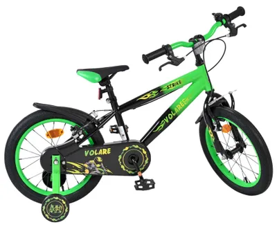 Produktbild von Volare Strike Kinderfahrrad – Jungen – 16 Zoll – Schwarz-Grün – Zwei Handbremsen