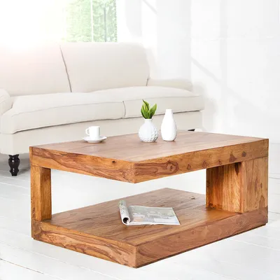Produktbild von cagü: Exklusiver Design Couchtisch  [AGRA] Sheesham Massivholz 90cm x 60cm Rechteckig