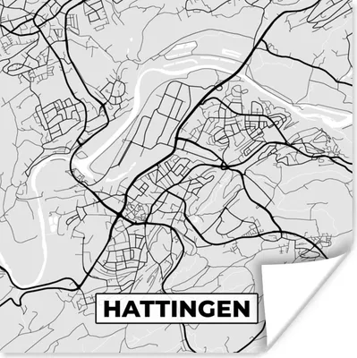 Produktbild von MuchoWow® Poster Hattingen - Stadtplan - Karte - Deutschland 50x50 cm - Wohnzimmerdekoration