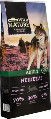 Produktbild von Dehner Wild Nature Hundefutter Heidetal, Trockenfutter getreidefrei / zuckerfrei, für ausgewachsene Hunde, Kaninchen, 12 kg