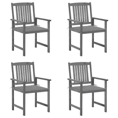 Image de Chaises de jardin et coussins lot de 4 Gris Bois acacia massif