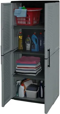 Produktbild von Gartenschrank Wetterfest Outdoor Schrank Kunststoff Mehrzweckschrank Hoch Aufbewahrungsschrank Allzweckschrank Balkonschrank Haushaltsschrank Terrassenschrank Hoch