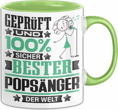 Produktbild von Popsänger Geschenk Lustiger Spruch für Popsänger Geschenkidee Bester Popsänger Der Welt (Grün)