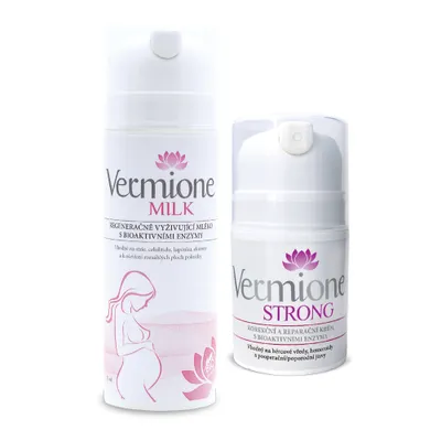 Obrázek produktu pro Vermione - KOMPLEXNÍ TĚHOTENSKÝ BALÍČEK - PÉČE PRO TĚHULKY NA NAMÁHANÉ PARTIE (BŘÍŠKO, ŇADRA, HÝŽDĚ) - MILK XL