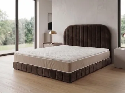 Produktbild von Polsterbett  LEON 3 mit Kopfteil, modernes gepolstertes Bett in 140 x 200 cm Farbe: Braun