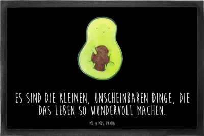 Produktbild von Mr. & Mrs. Panda Fußabtreter Avocado Kern 60 x 90 cm - Schwarz - Geschenk, Fussmatte, fußmatte, Schmutzfangmatte, Spruch Leben, Schmutzmatte, Schmutzfänger, Bodenvorleger