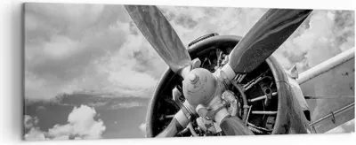 Produktbild von Bild auf Leinwand - Leinwandbild - Einteilig - Motor Schwarzweiß Propeller - 140x50cm - Wand Bild - Wanddeko - Wandbilder - Leinwanddruck - Bilder - Wanddekoration - Leinwand bilder - AB140x50-4289