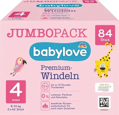 Produktbild von Premium Windeln Größe 4, Maxi 7-18 kg, Jumbo Verpackung 84 Stück