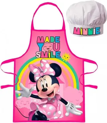 Zdjęcie produktu dla Fartuch dla dziewczynki z czapką Minnie i tęczą