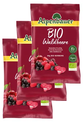 Productafbeelding van Alpenbauer biologische wildbessen bonbons met vloeibare vulling, 90g, 3-stuks verpakking