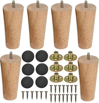 Produktbild von Famanu Möbelbeine Holz konisch 12 cm - für Tisch, Bank, Bett, Schrank