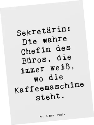 Produktbild von Mr. & Mrs. Panda Postkarte Spruch Sekretärin Chef - Weiß - Geschenk, kreative Geschenke, Büroorganisation, Sekretärinnen wertschätzen, personalisierte, Grußkarte, Büro