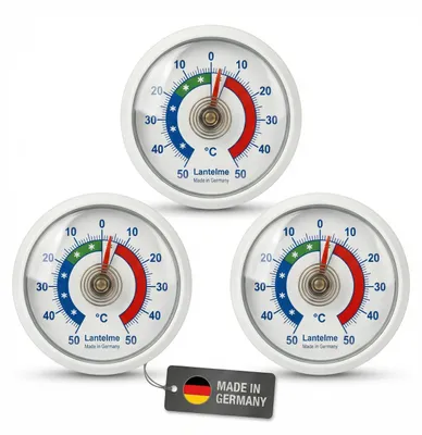 3er-Set analoge Kühlschrankthermometer, selbstklebend, weiß, -50 bis +50 °C