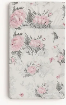 Immagine prodotto di Lenzuolo per culla in cotone 120x60 cm - romantiche peonie