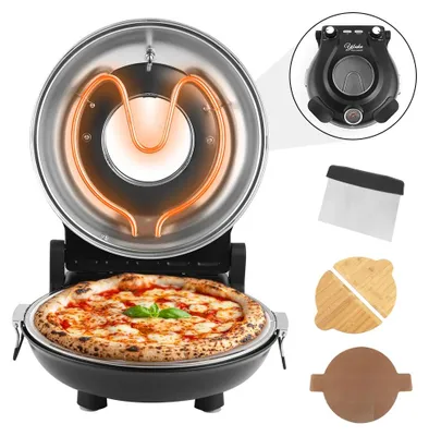 Obrázek produktu pro Elektrický pizzapekař, výkon 1200 W, nepřilnavá kamenná deska, barva: černá, EU