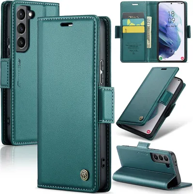 Obrázek produktu pro Galaxy S21 5G Pouzdro, RFID Blokování Karet, Pokročilé Flip Kožené Pouzdro s Funkcí Stojánku pro Samsung Galaxy S21 5G zelené