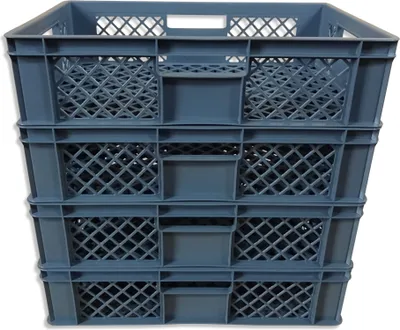 Produktbild von 4x Bäckerkiste Brötchenbox Brotbehälter Konditorenbox Stapelbox Gitterbox EURO-Norm 15 cm grau
