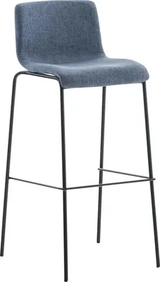 Produktbild von Barhocker TENAR - Stoff Blau 43x48x100 cm Schwarz | Barstuhl Mit Lehne Tresenhocker Tresenstuhl Kneipenhocker Kneipenstuhl