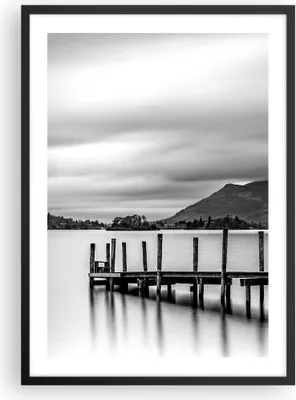 Produktbild von Gerahmtes Poster - Schwarzer Rahmen - Schwarzweiß Landschaft See - 50x70 cm - Wand Bild - Wanddeko - Wandbilder - Wandposter - Bilderrahmen - Bilder - Kunstdruck - Wandbild - P2BPA50x70-4321