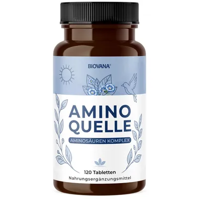 Produktbild von Aminoquelle Aminosäuren Komplex Tabletten | Mit L-Tryptophan & L-Lysin | Für Sportler | 120 Tabletten