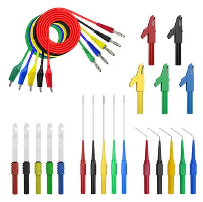 Produktbild von 41-teiliges Messleitungs-Set mit Prüfspitzen, Krokodilklemmen und 4-mm-Bananensteckern für Multimeter, Oszilloskop und Elektrotechnik