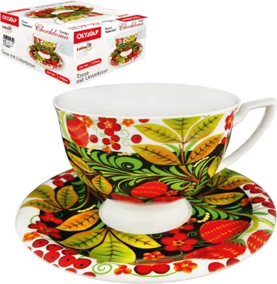 Produktbild von Teeset - Kaiserlich, Design Chochloma, 1 Tasse 370 ml + 1 Untertasse