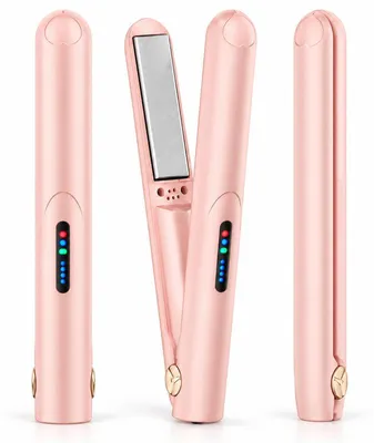 Produktbild von Glätten, Locken Kabellos, Mini Haarglätter 2-in-1 zum Glätten und Locken, 2600 mAh Akku, 3 Temperaturstufen 160/180/200 °C, Keramikplatten