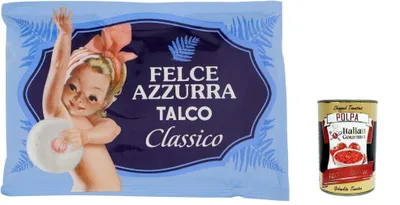 Produktbild von 5x PAGLIERI Felce Azzurra Talco Classico Körperpuder Talkpuder Talkum Beutel 100g + Italian Gourmet polpa 400g