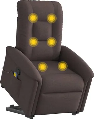 Obrázok produktu pre vidaXL Masážne kreslo s oporou na stúpanie Tmavo hnedá látka