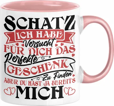 Produktbild von Valentinstag Tasse Geschenk für Ihn Sie Männer Für Paare Freundin Geschenkidee Kaffee-Becher Liebe Ich Hab Versucht Für Dich Das Geschenk Zu Finden Aber Du Hast Ja Bereits Mich (Rosa)