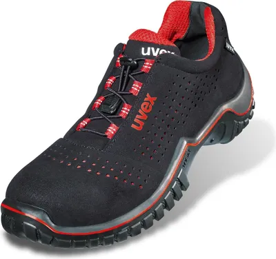 Produktbild von Uvex 69988, Männlich, Erwachsener, Sicherheitsschuhe, Schwarz, Rot, ESD, S1, Speed-Schnürsenkel