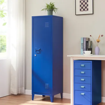Produktbild von Einzelspind ’Kurikka’ mit 2 Ablagen abschließbar Metall 137 x 38 x 38 cm Blau