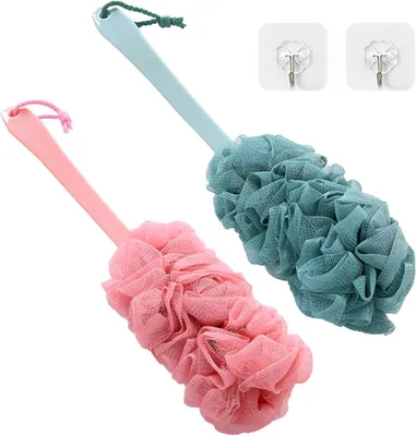 Productafbeelding van Twee badborstels met lange handgreep en douche