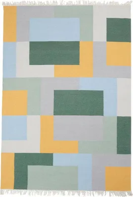 Image de Tapis kilim en laine fait main avec motifs géométriques