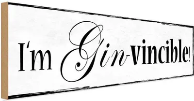 Produktbild von vianmo Holzschild 10x27 cm i`m Gin-vincible Witz Humor Lustig Spaß