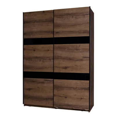 Obrázek produktu pro Šatní skříň 150 cm PEORIA 2 - dub monastery / lesklá černá