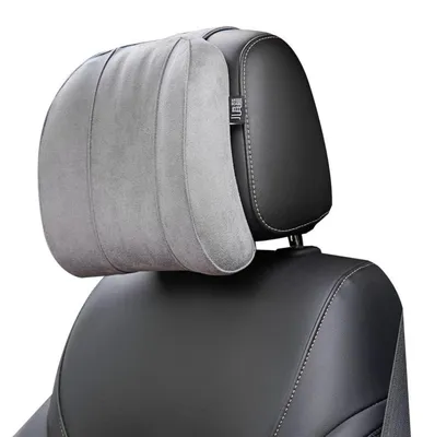 Obrázek produktu pro Polštářek do auta, opěrka hlavy, paměťová pěna, ergonomický, šedá barva