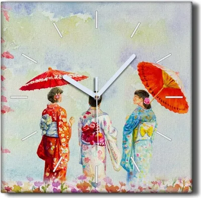 Produktbild von Coloray Hodiny Unikátní 30x30 cm  Tiché hodiny Pro obývací pokoj a kuchyň Nástěnné hodiny Plátno Černé ručičky hodin - Květy stromů akvarelu
