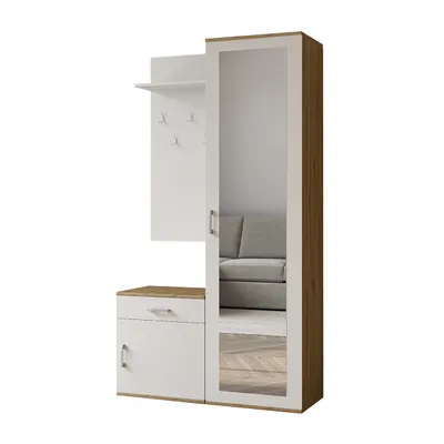 Produktbild von AX LIVING Garderobe mit Spiegel Magnola – 100 cm Breit, Artisan & Weiß