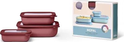 Obrázok produktu pre Sada multifunkčných misiek Cirqula, obdĺžnikové, ploché, 3-dielna (500 + 1000 + 2000 ml) – Vivid mauve