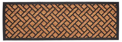 Image de Paillason à motif tissage en fibre coco et caoutchouc - Noir/Beige - Taille XL - L 120 x l 40 cm