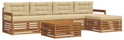 Productafbeelding van vidaXL Tuinset met 6 zitplaatsen, natuurlijke en beige kleuren